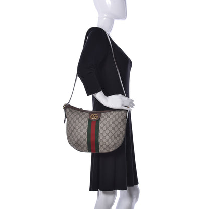 Gucci GG Supreme Monogram Web Small Ophidia Half Moon Hobo Brown 2 of 12