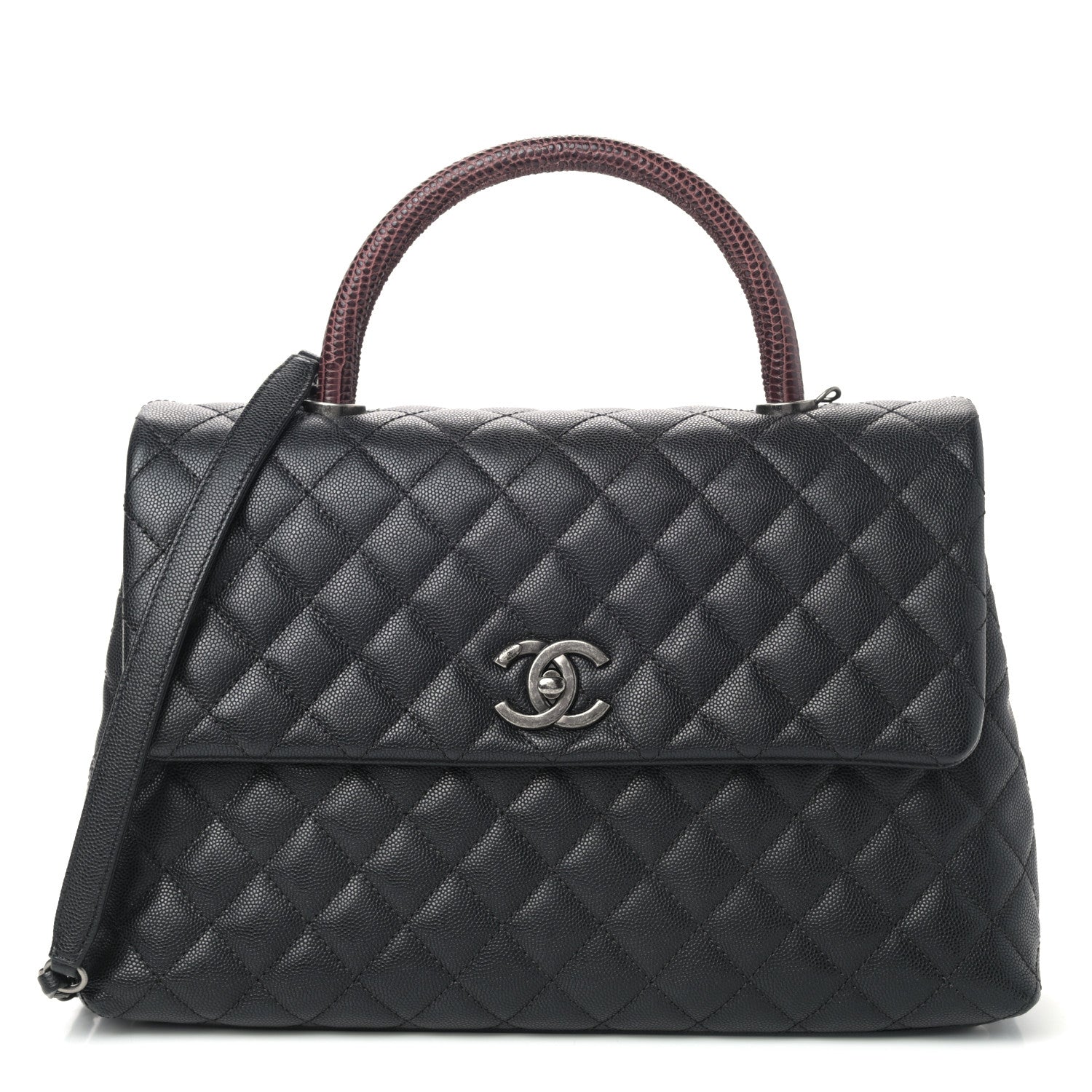 Chanel Caviar Lizard Quilted Medium Coco Handle Flap Black 1 of 10