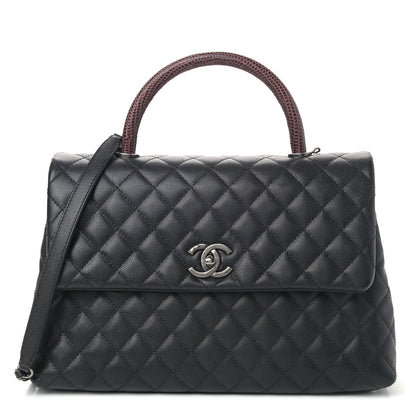 Chanel Caviar Lizard Quilted Medium Coco Handle Flap Black 1 of 10