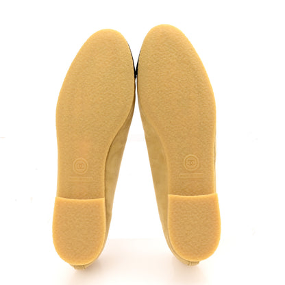 Chanel Suede Cap Toe CC Ballerina Flats 40 Beige Black 6 of 9
