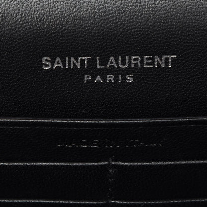 Saint Laurent Calfskin Crocodile Embossed Kate Monogram Tassel Chain Wallet Black 6 of 8