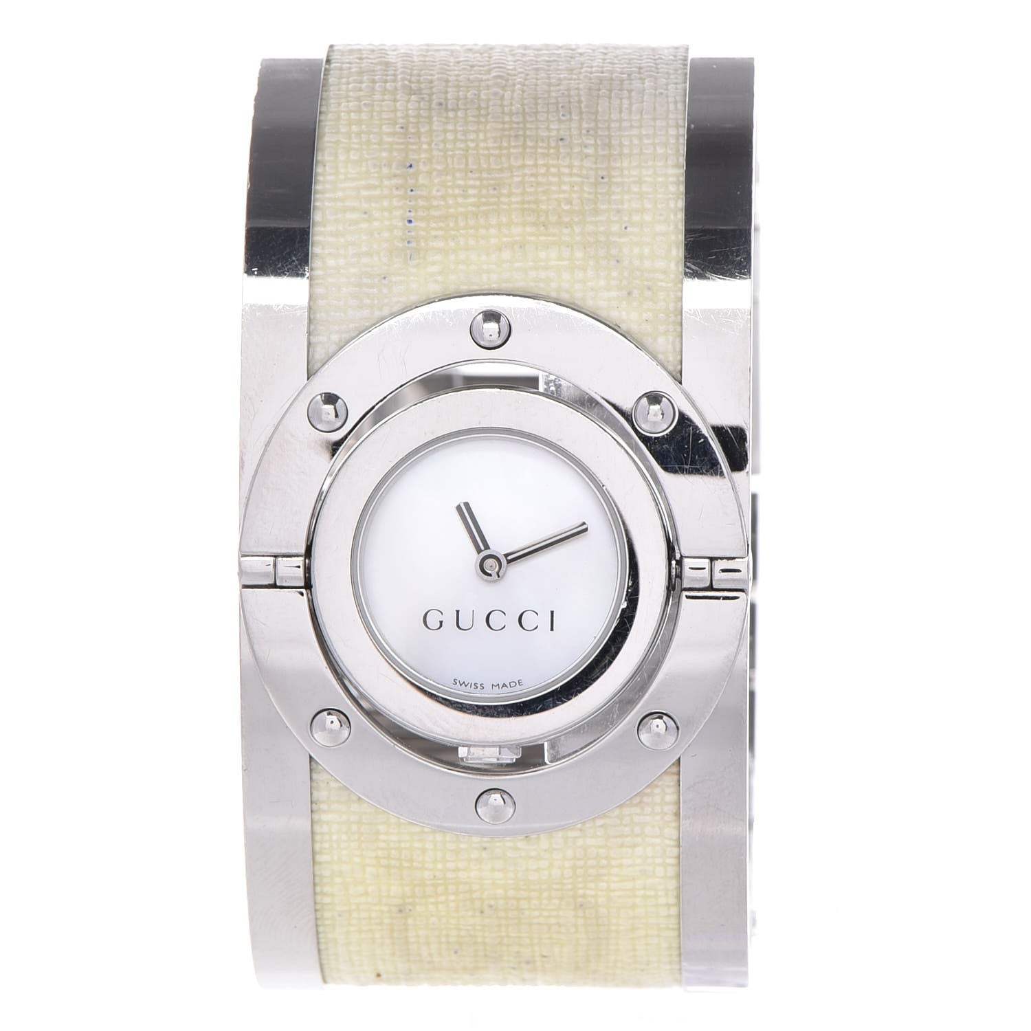 Gucci Stainless Steel Canvas Mother of Pearl 33mm Twirl Quartz Watch 1 of 11