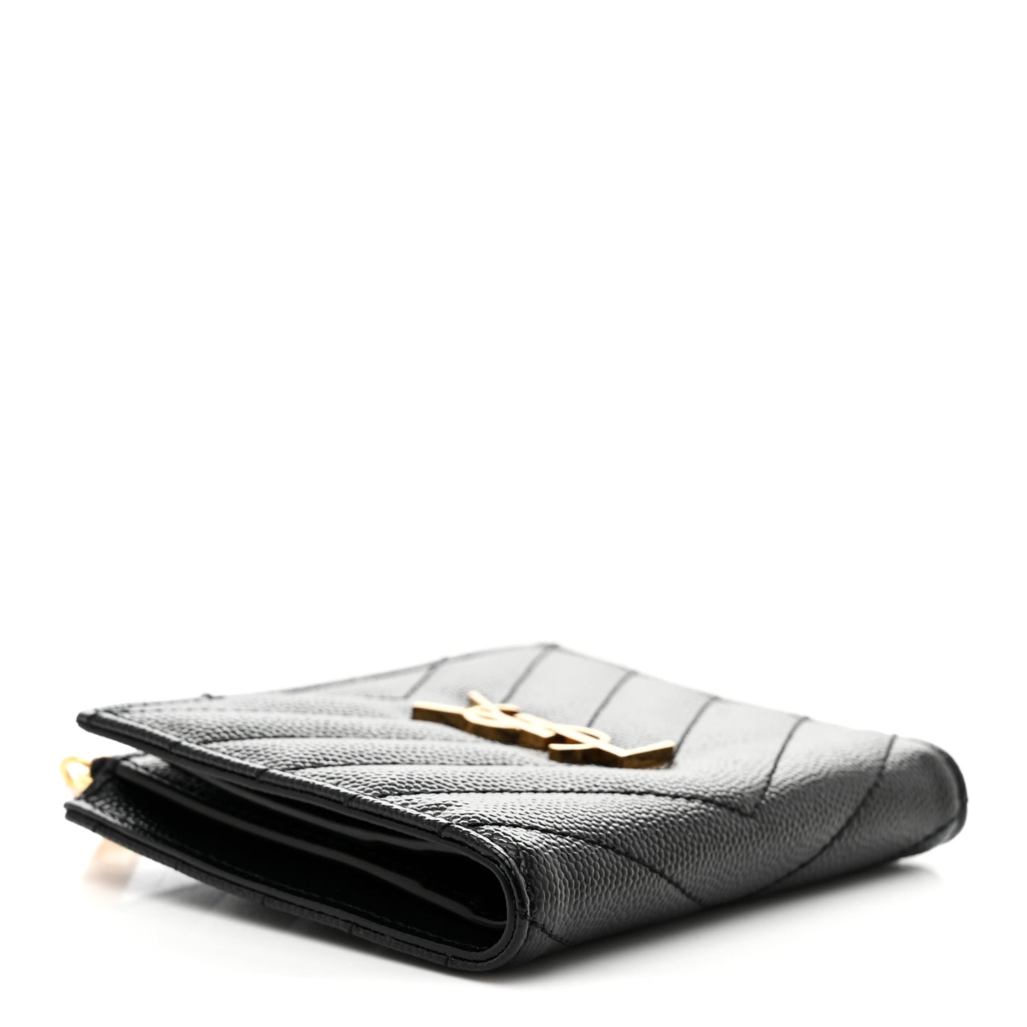Grain De Poudre Matelasse Chevron Monogram Zipped Card Case Black