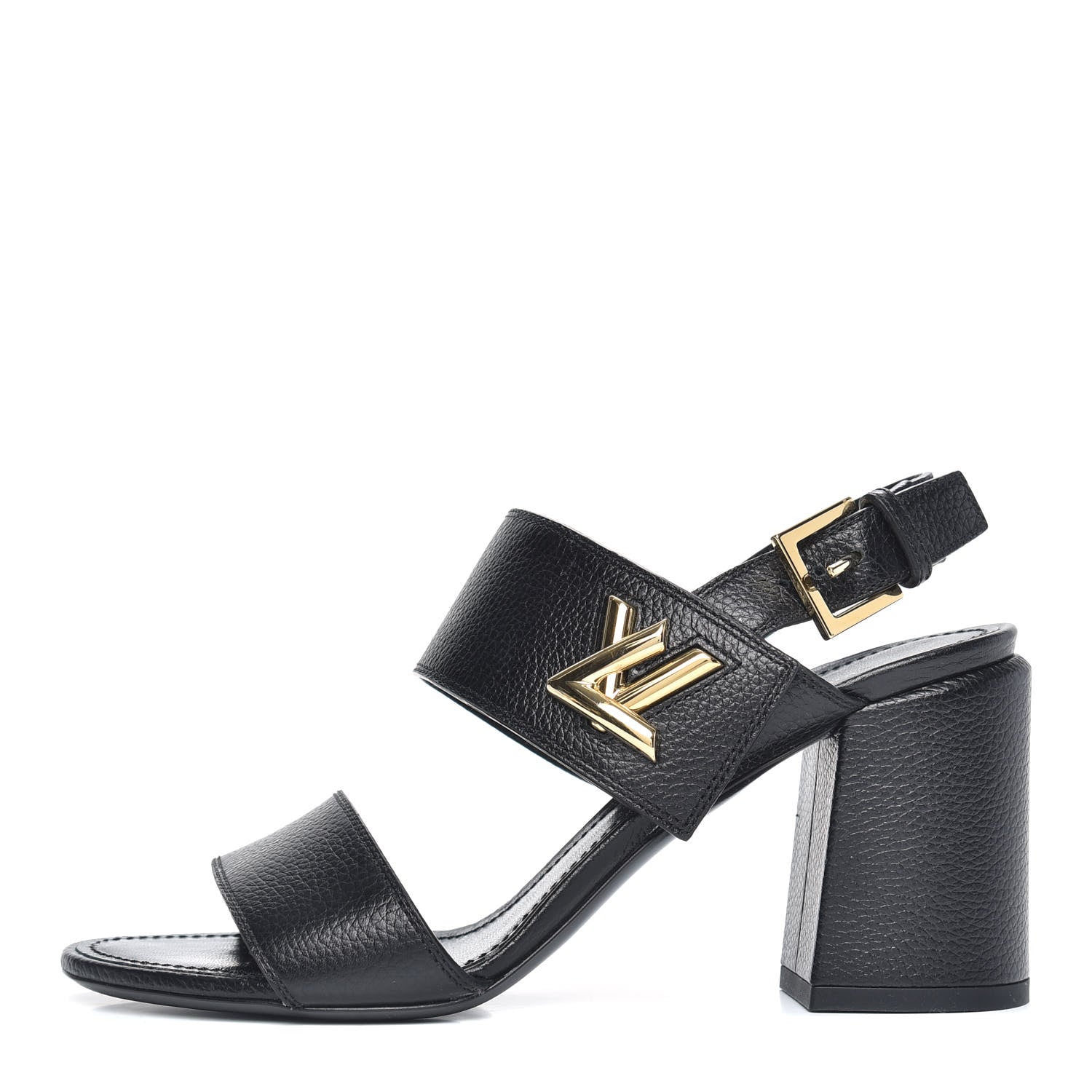 Louis Vuitton Grained Calfskin Horizon Sandals 37 Black 1 of 7