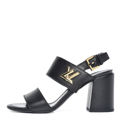 Louis Vuitton Grained Calfskin Horizon Sandals 37 Black 1 of 7