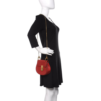 Chloe Grained Lambskin Mini Drew Shoulder Bag Plaid Red 2 of 10