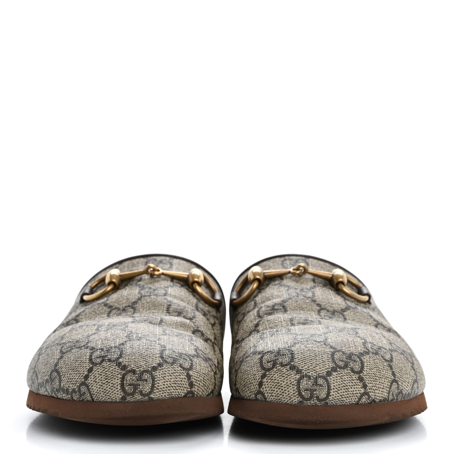Gucci GG Supreme Monogram Miro Soft Calfskin Womens Horsebit Slippers 36 Beige Ebony New Acero 3 of 12