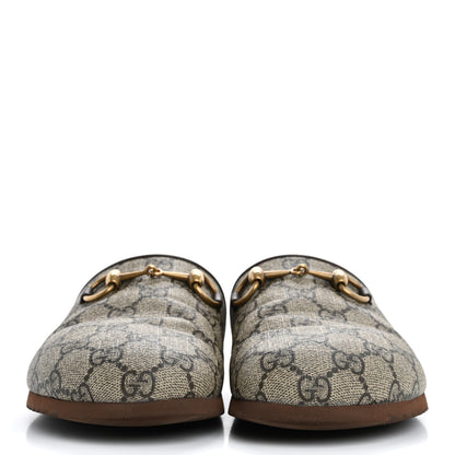 Gucci GG Supreme Monogram Miro Soft Calfskin Womens Horsebit Slippers 36 Beige Ebony New Acero 3 of 12