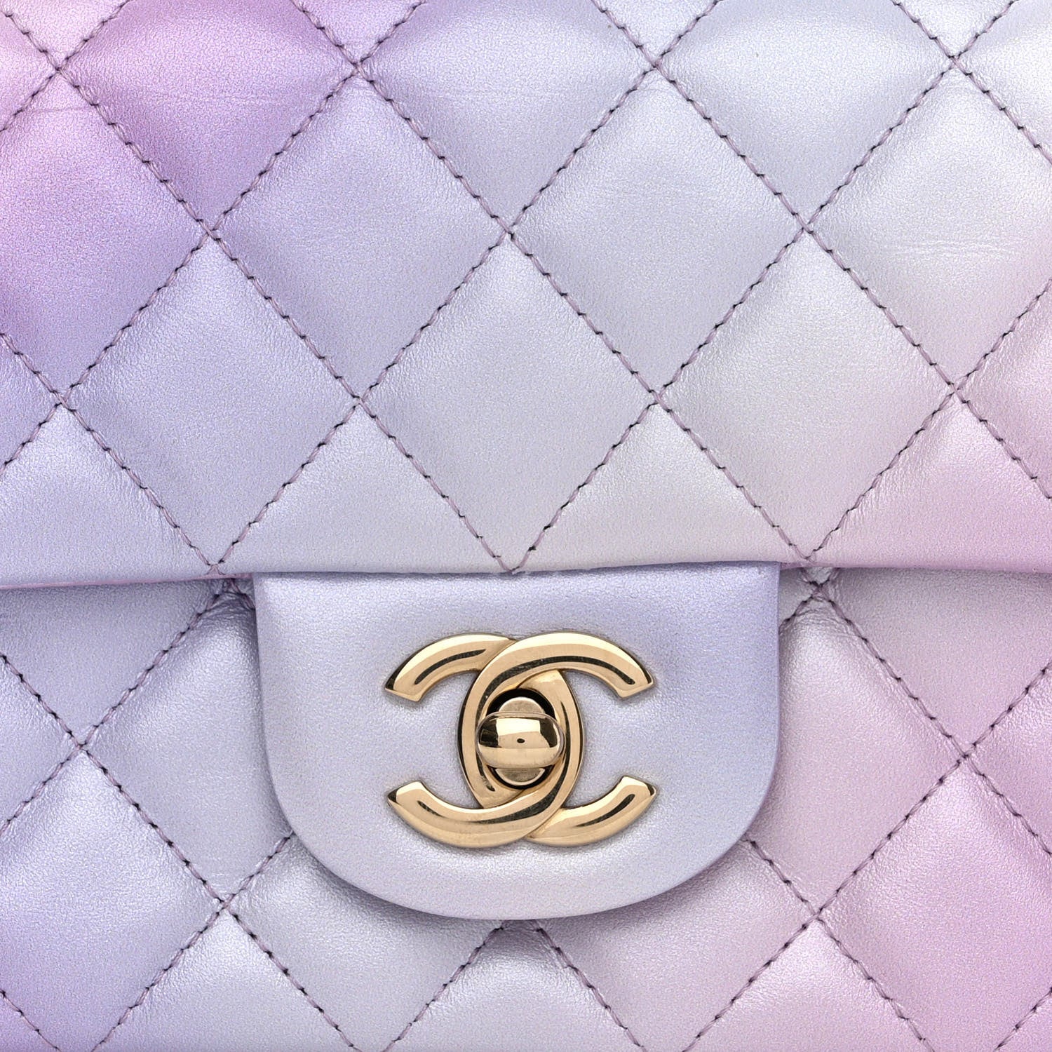 Chanel Lambskin Quilted Tie Dye Ombre Mini Rectangular Flap Purple Blue Pink 8 of 11