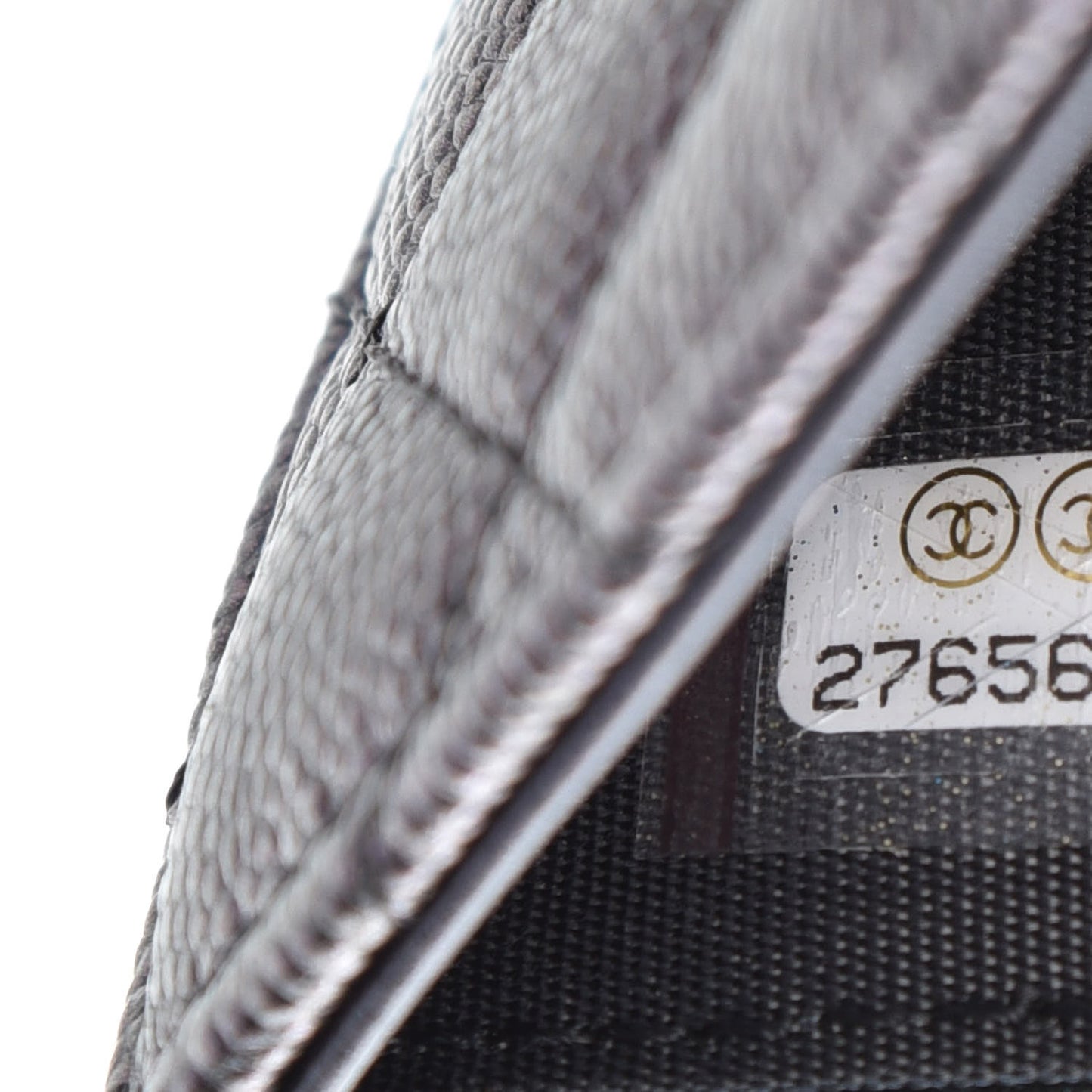 Iridescent Caviar Quilted Small Flap Wallet Black