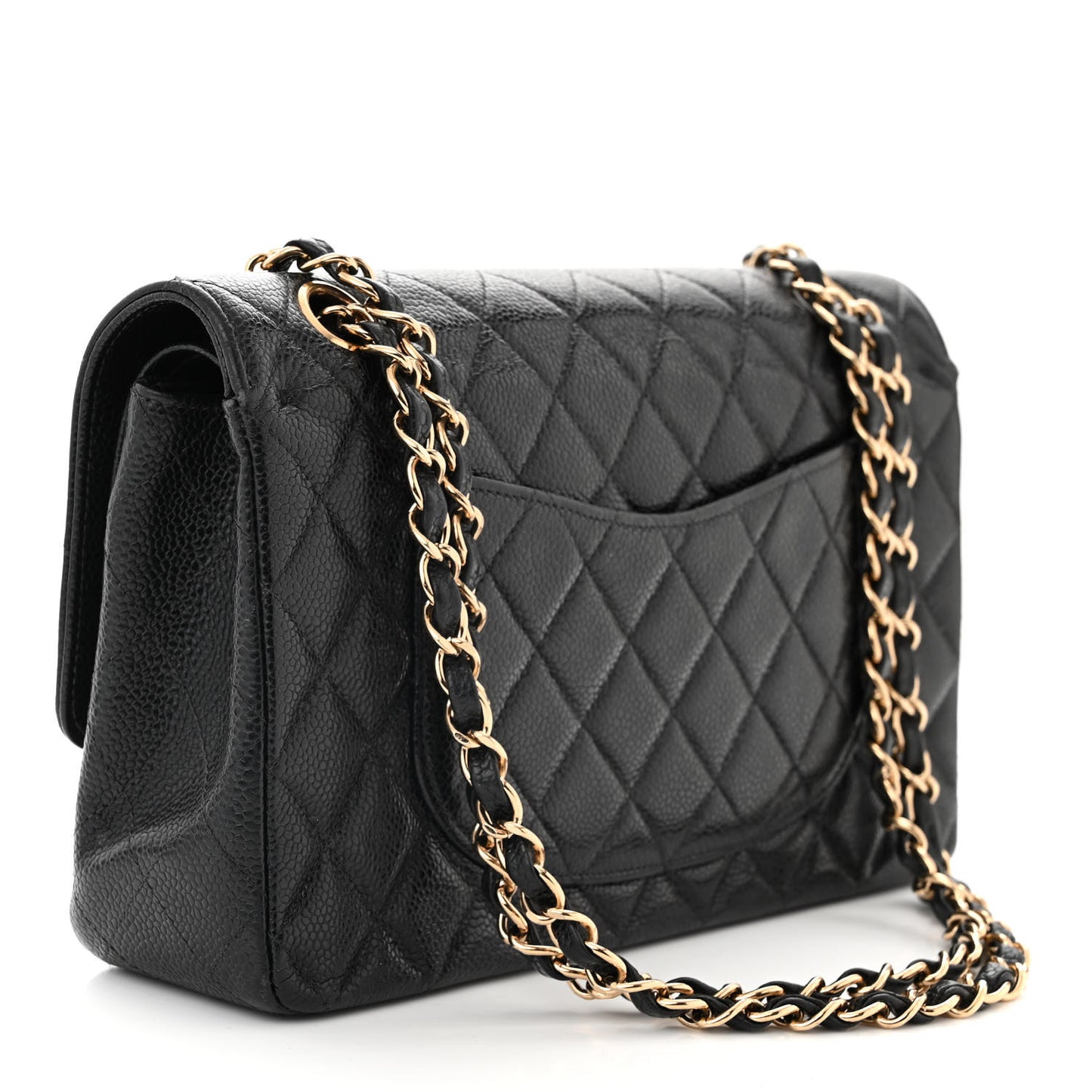 Caviar Quilted Medium Double Flap Black