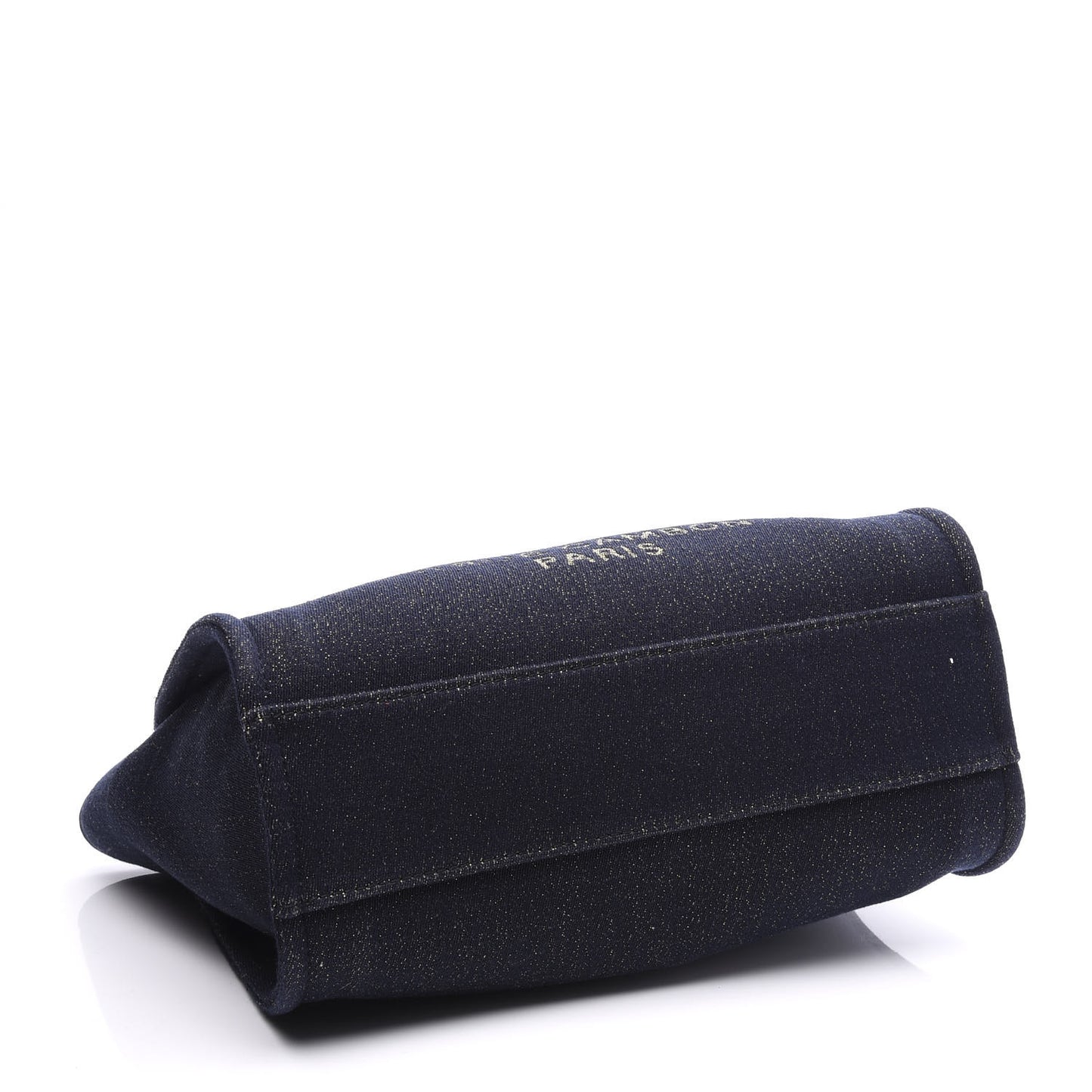 Lurex Canvas Small Deauville Tote Navy Blue Gold
