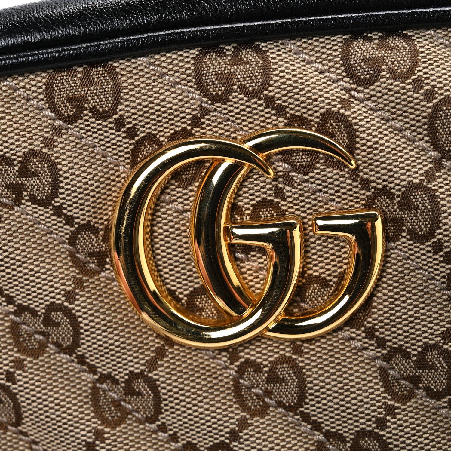 Gucci Monogram Matelasse Diagonal Small GG Marmont Chain Shoulder Bag Beige Black 11 of 11