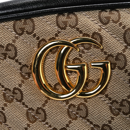 Gucci Monogram Matelasse Diagonal Small GG Marmont Chain Shoulder Bag Beige Black 11 of 11