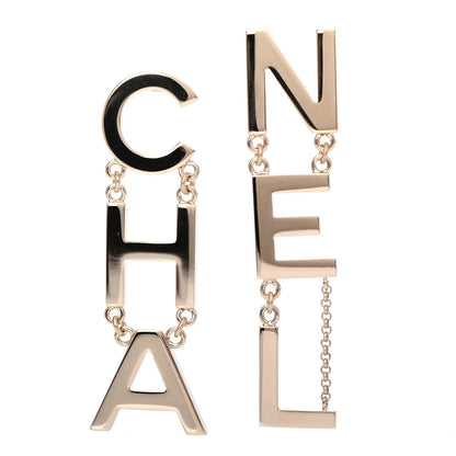 Chanel Metal Cha-Nel Logo Drop Earrings Gold 1 of 4