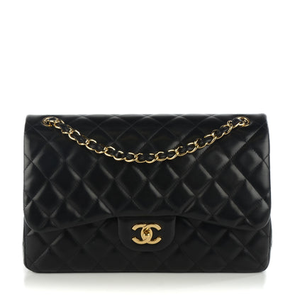 Chanel Lambskin Quilted Jumbo Double Flap Black 1 of 8