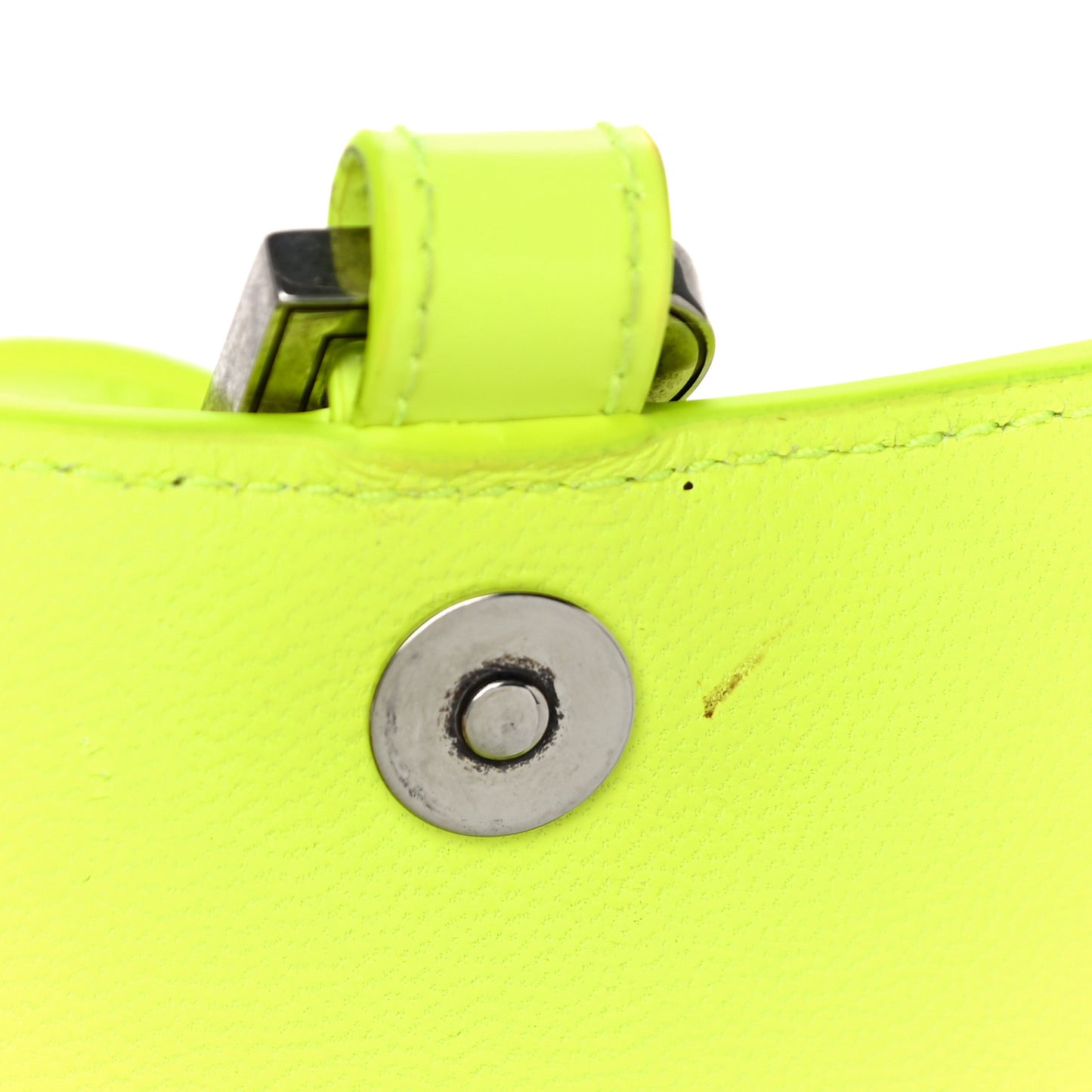 Semi Shiny Calfskin Crocodile Embossed Hourglass Top Handle Bag Mini Fluo Yellow
