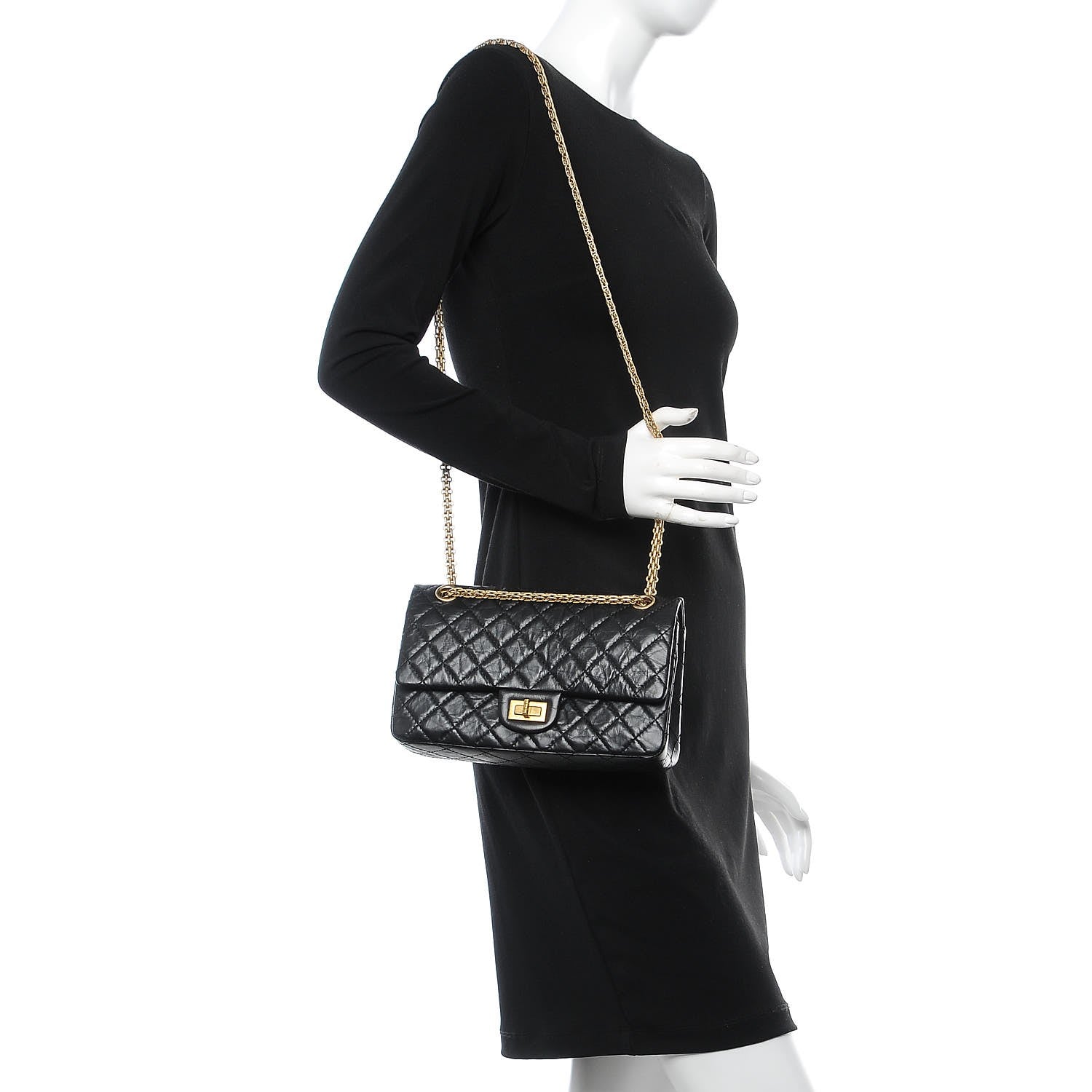 Chanel Aged Calfskin Quilted 2.55 Reissue 225 Flap Black 2 of 9