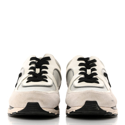Chanel Calfskin Fabric Womens CC Sneakers 39.5 Black White Silver 2 of 9