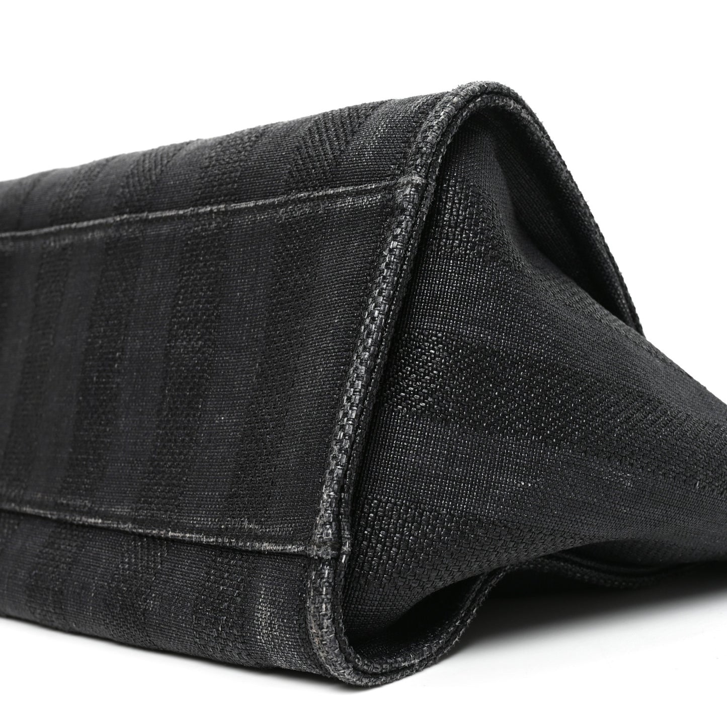 Mixed Fibers Calfskin Striped Medium Deauville Tote Black