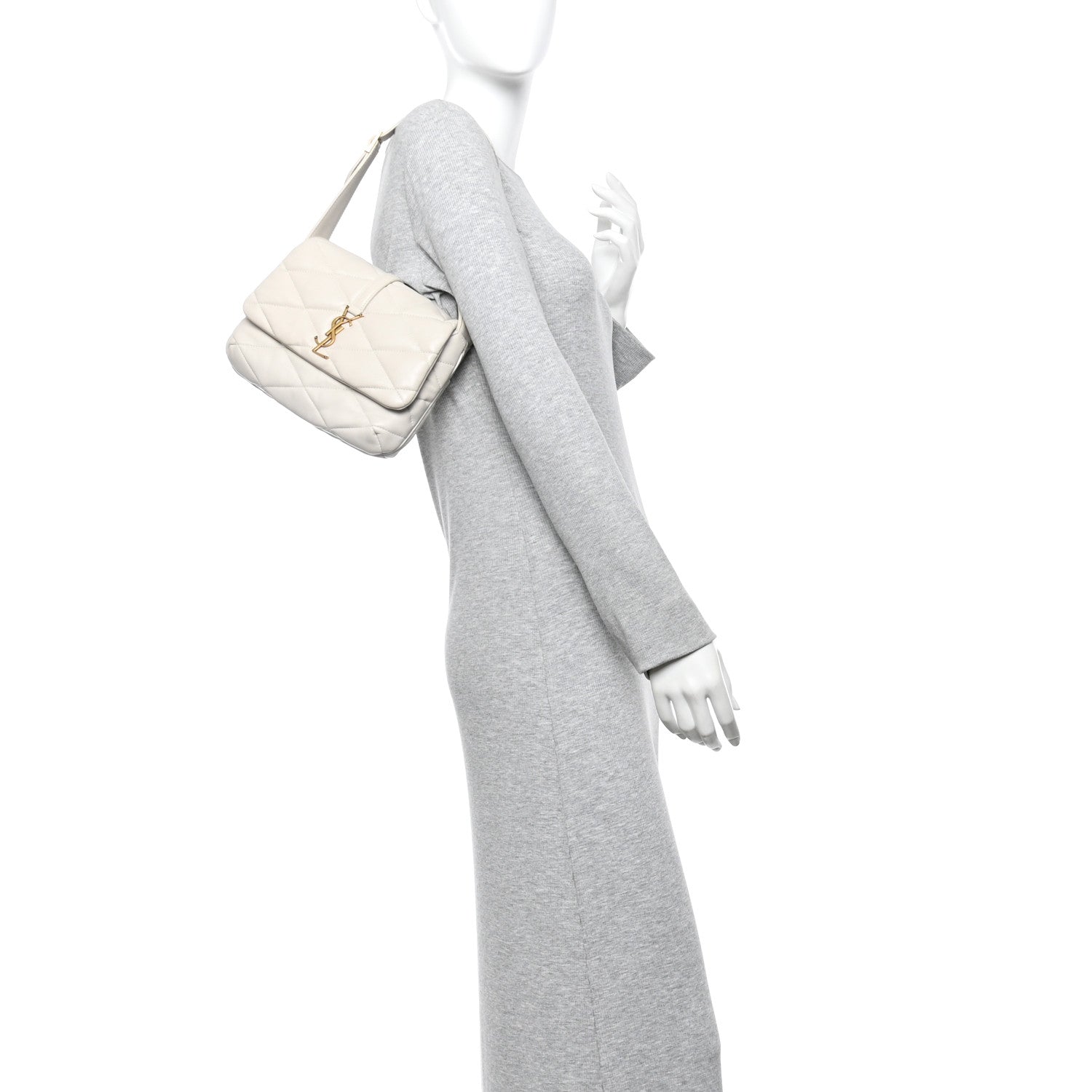 Saint Laurent Lambskin Quilted Le 57 Diamond Shoulder Bag Crema Soft 2 of 12
