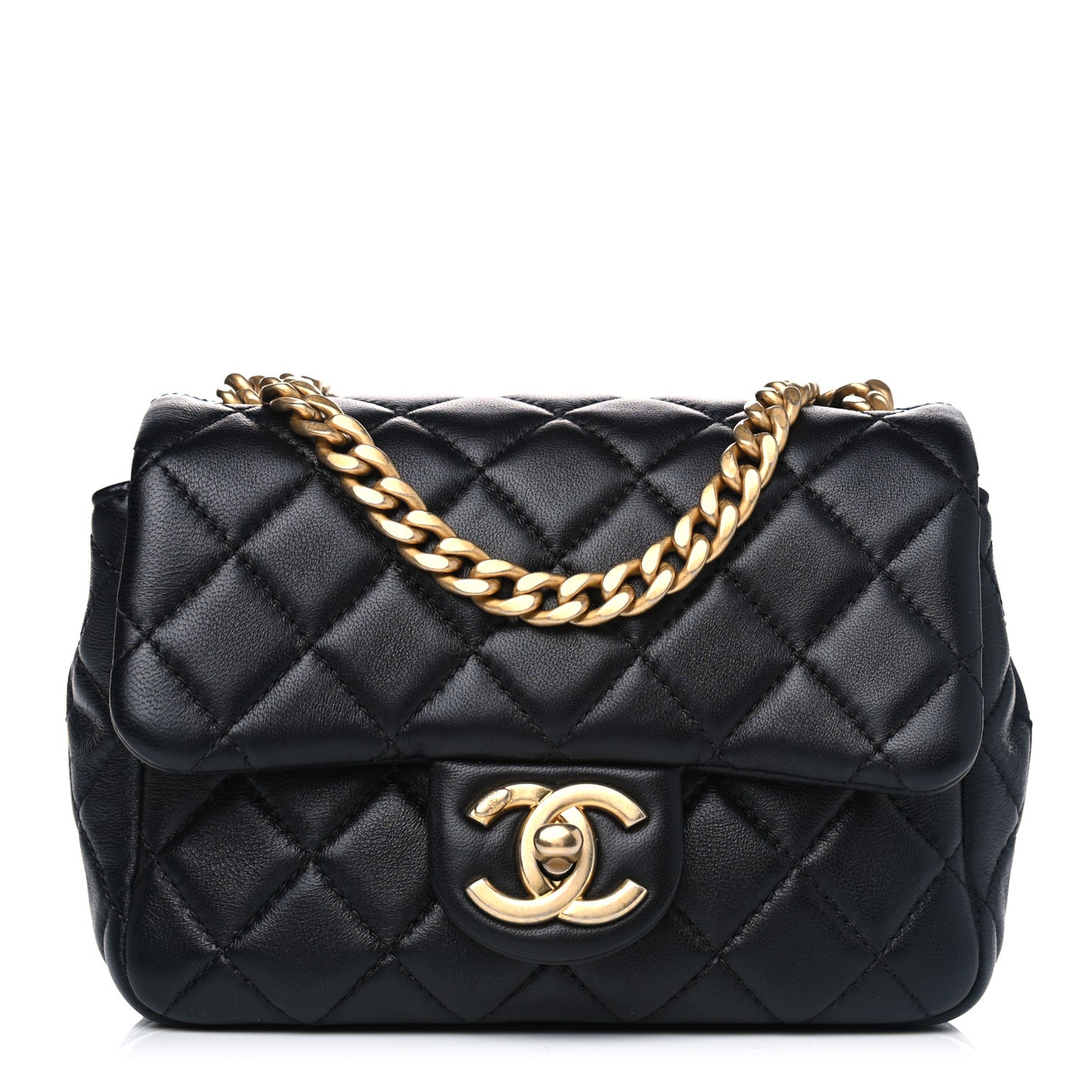 Lambskin Resin Quilted Mini Pearl Samba Square Flap Black