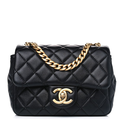 Chanel Lambskin Resin Quilted Mini Pearl Samba Square Flap Black 1 of 4
