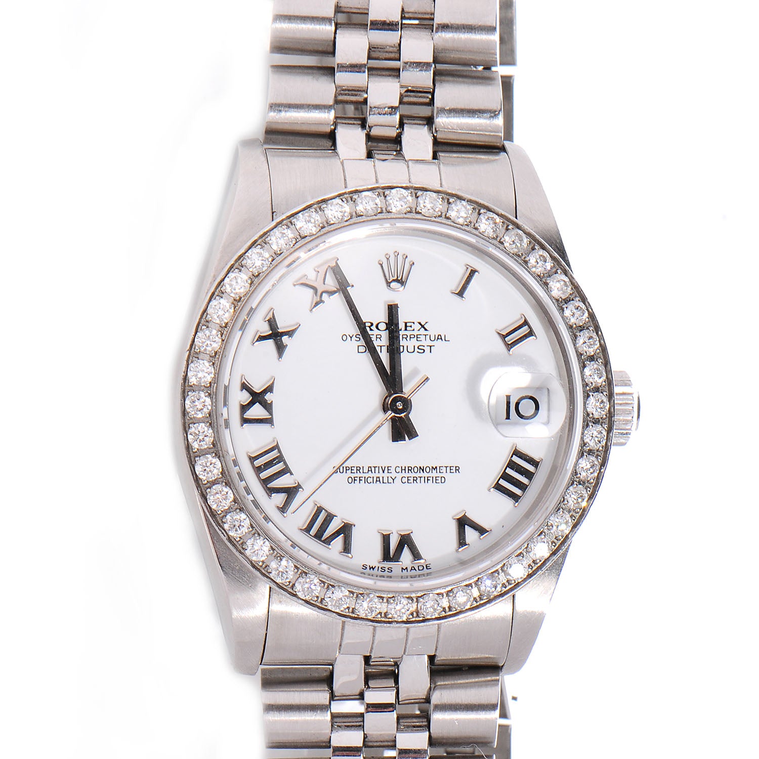 Rolex Stainless Steel Diamond 31mm Oyster Perpetual Datejust Watch White Roman 78240 1 of 7