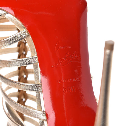Christian Louboutin Nappa Silk Milla 100 Cage Sandals 38.5 Light Gold 6 of 10