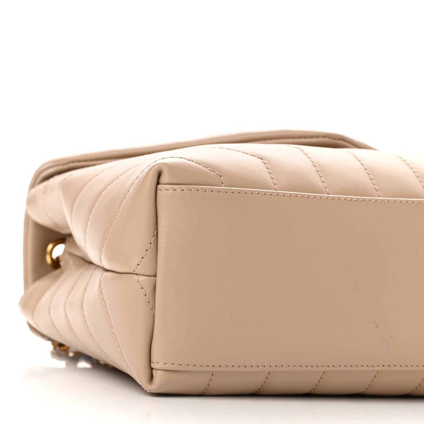 Calfskin Y Quilted Monogram Small Loulou Chain Satchel Dark Beige