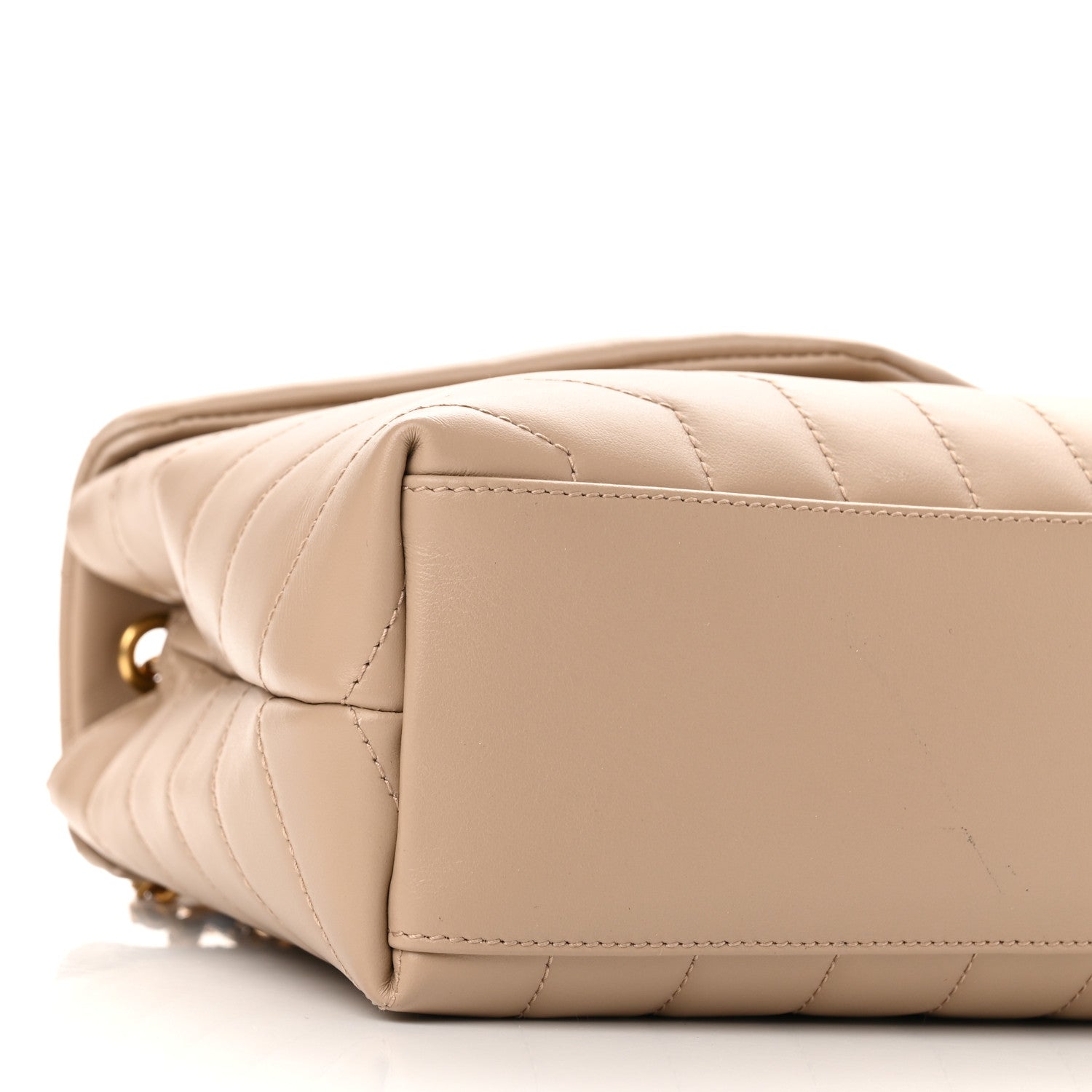 Saint Laurent Calfskin Y Quilted Monogram Small Loulou Chain Satchel Dark Beige 8 of 9