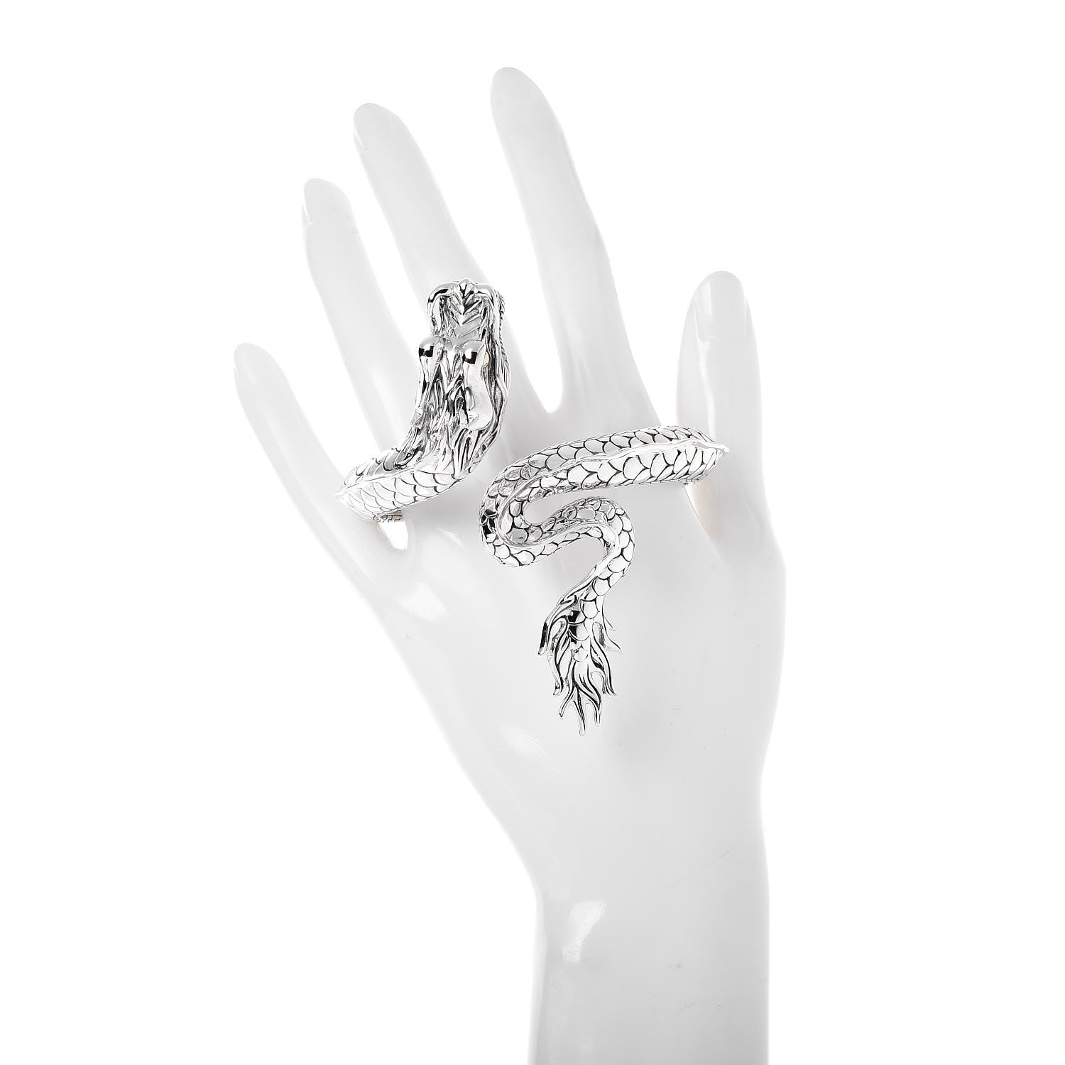 John Hardy Sterling Silver 18K Yellow Gold Naga Dragon Kick Cuff Bracelet 2 of 8