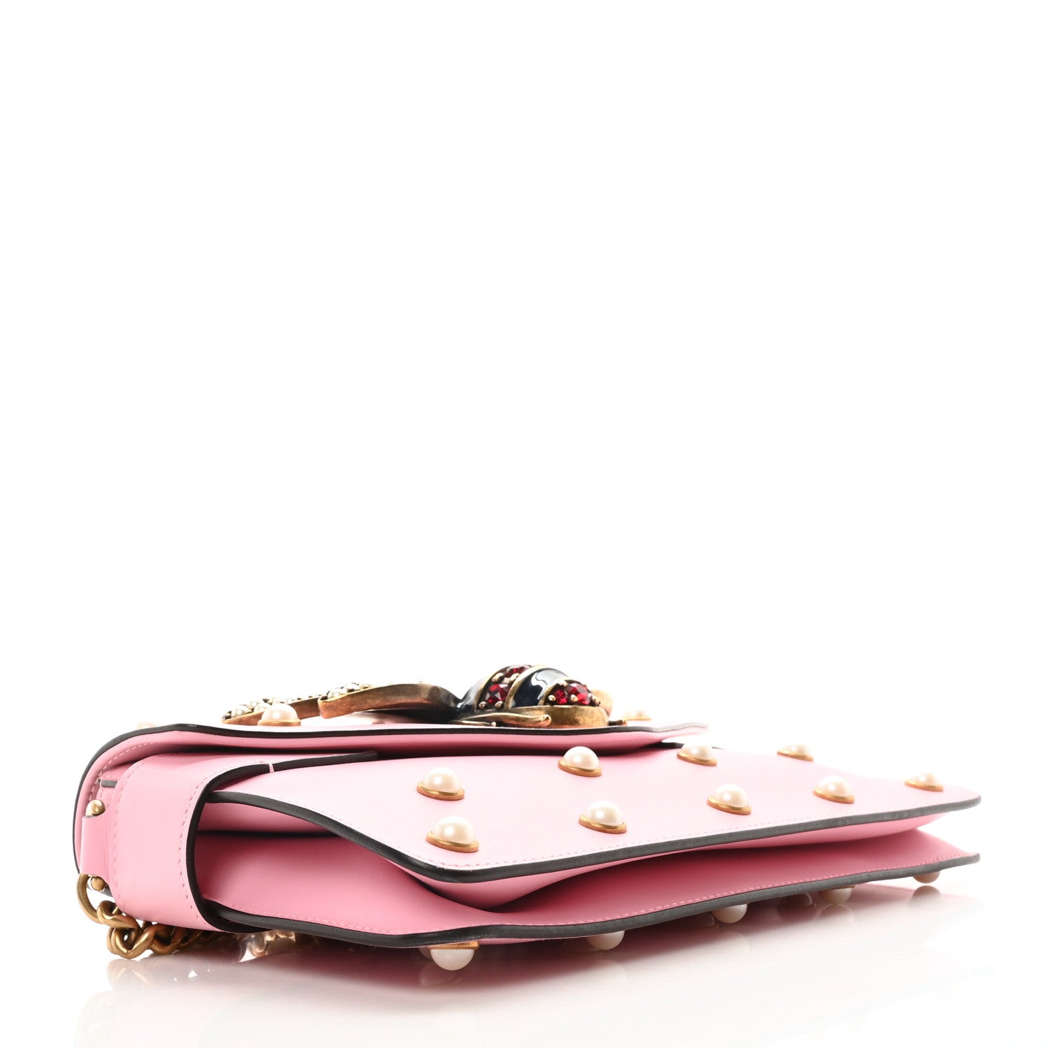 Gucci Nappa Pearl Studded Mini Queen Margaret Broadway Shoulder Bag Sugar Pink 4 of 10