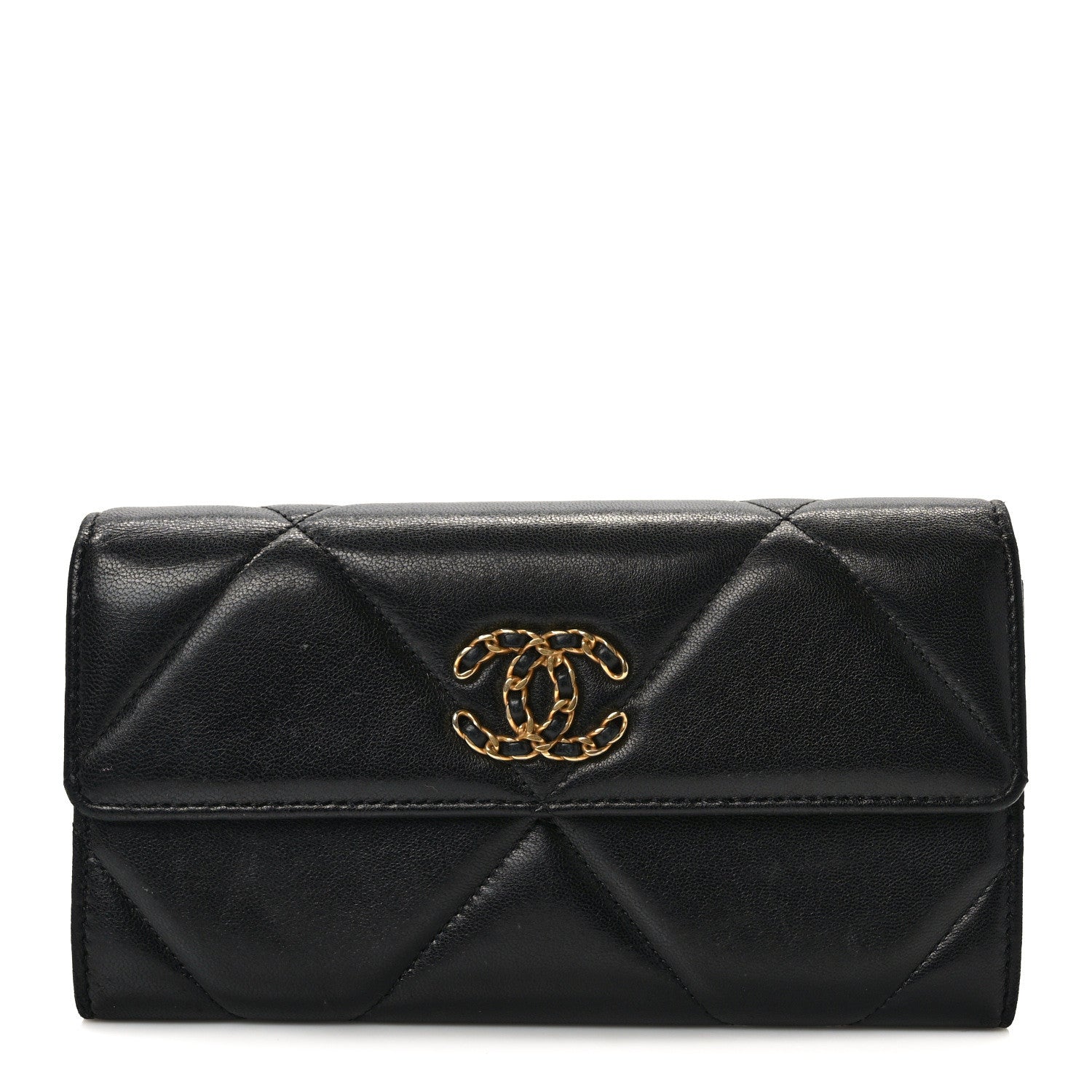 Chanel Lambskin Quilted Chanel 19 Flap Wallet Black 1 of 11