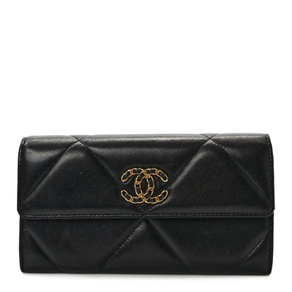 Chanel Lambskin Quilted Chanel 19 Flap Wallet Black 1 of 11