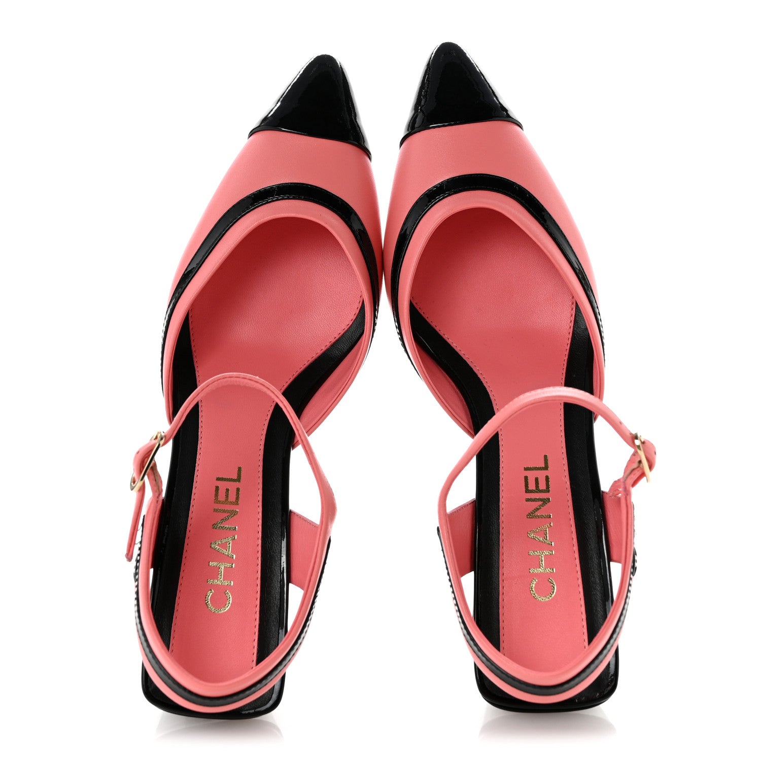 Chanel Patent Calfskin CC Ankle Strap Sandals 38 Pink Black 2 of 10