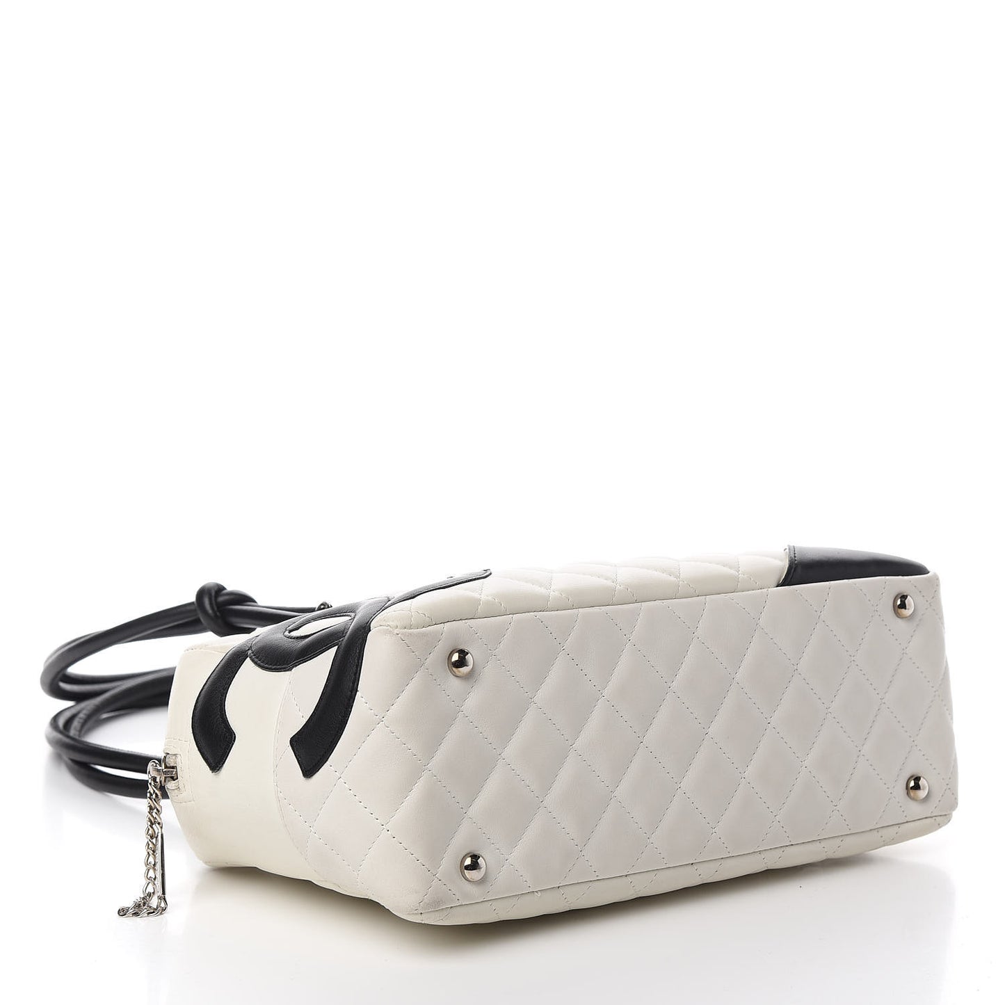 Calfskin Quilted Large Cambon Bowler White Black