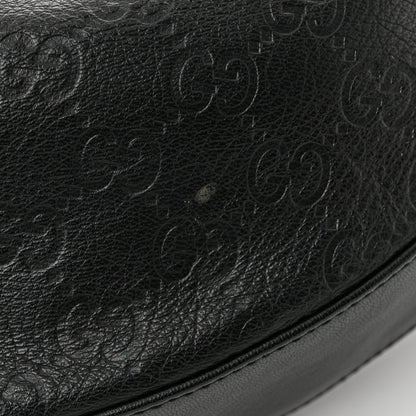 Gucci Guccissima Half Moon Bamboo Ring Hobo Black 11 of 11