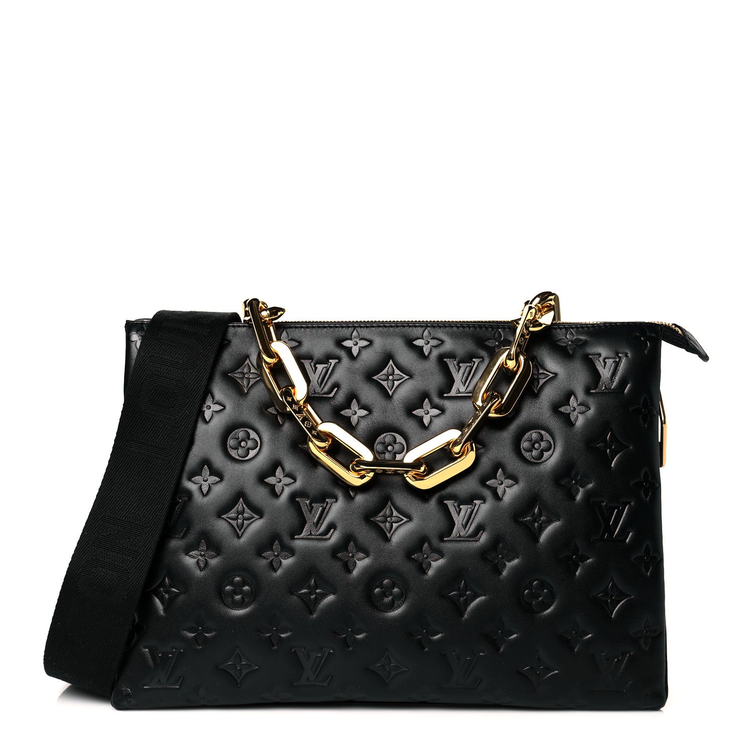 Louis Vuitton Lambskin Embossed Monogram Coussin MM Black 1 of 10