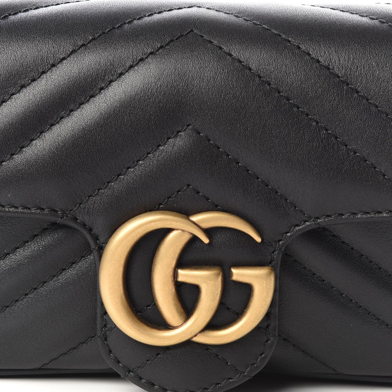 Gucci Calfskin Matelasse Super Mini GG Marmont Shoulder Bag Black 8 of 9