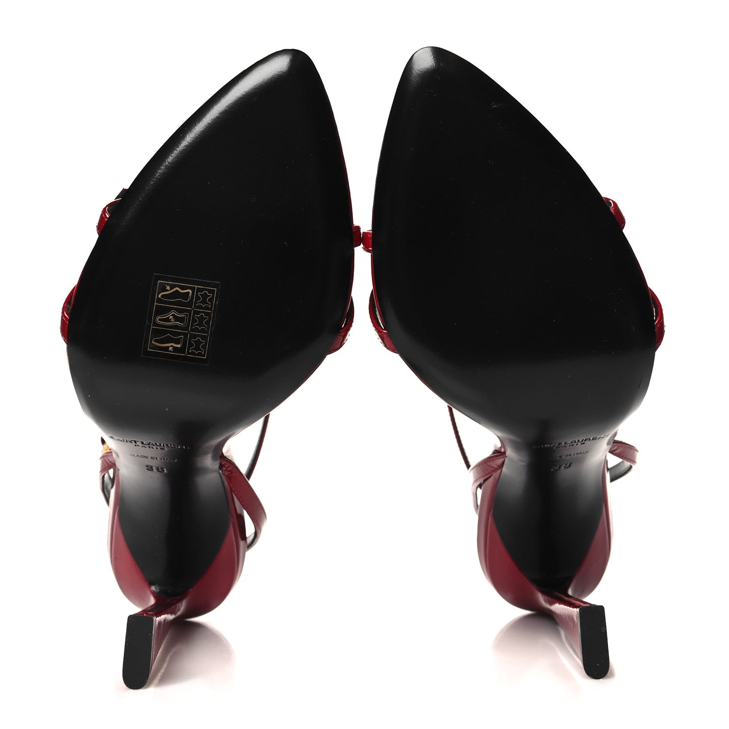 Calfskin Patent Ankle Strap Sandals 38 Tibet Red