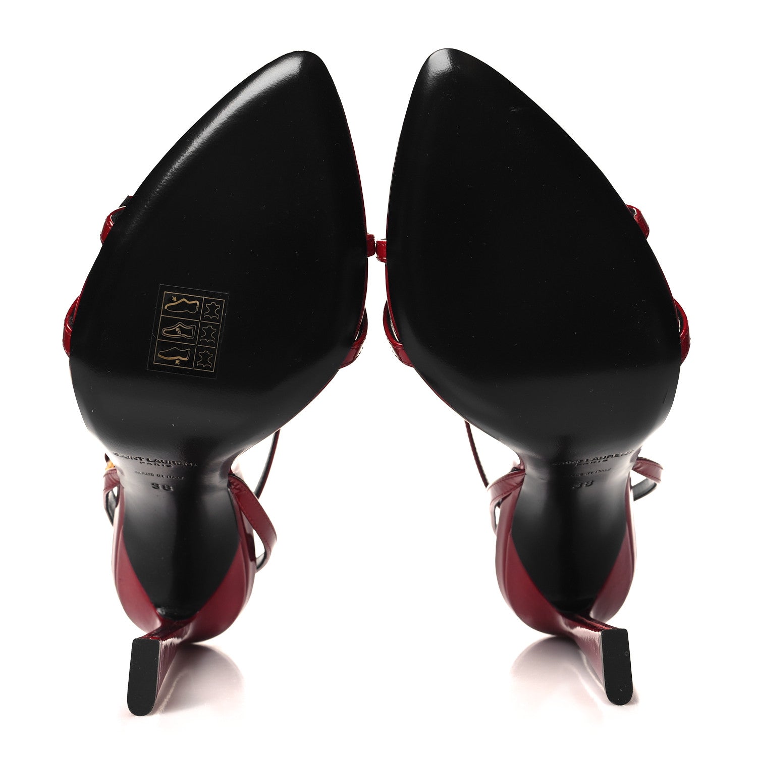 Saint Laurent Calfskin Patent Ankle Strap Sandals 38 Tibet Red 5 of 9