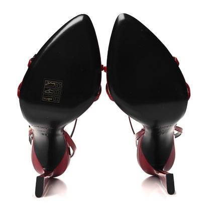 Saint Laurent Calfskin Patent Ankle Strap Sandals 38 Tibet Red 5 of 9