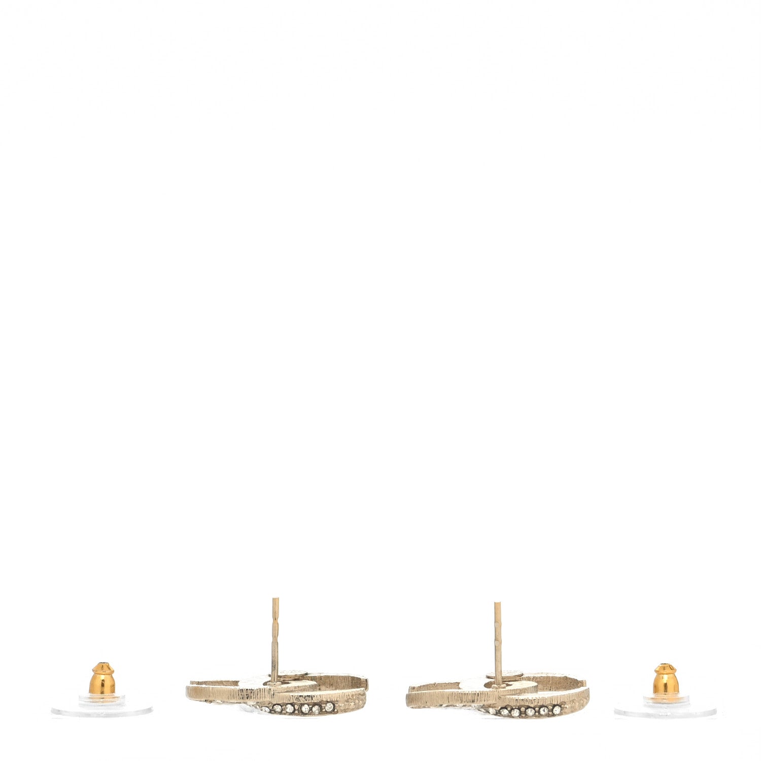 Chanel Crystal CC Moon Earrings Gold 3 of 4
