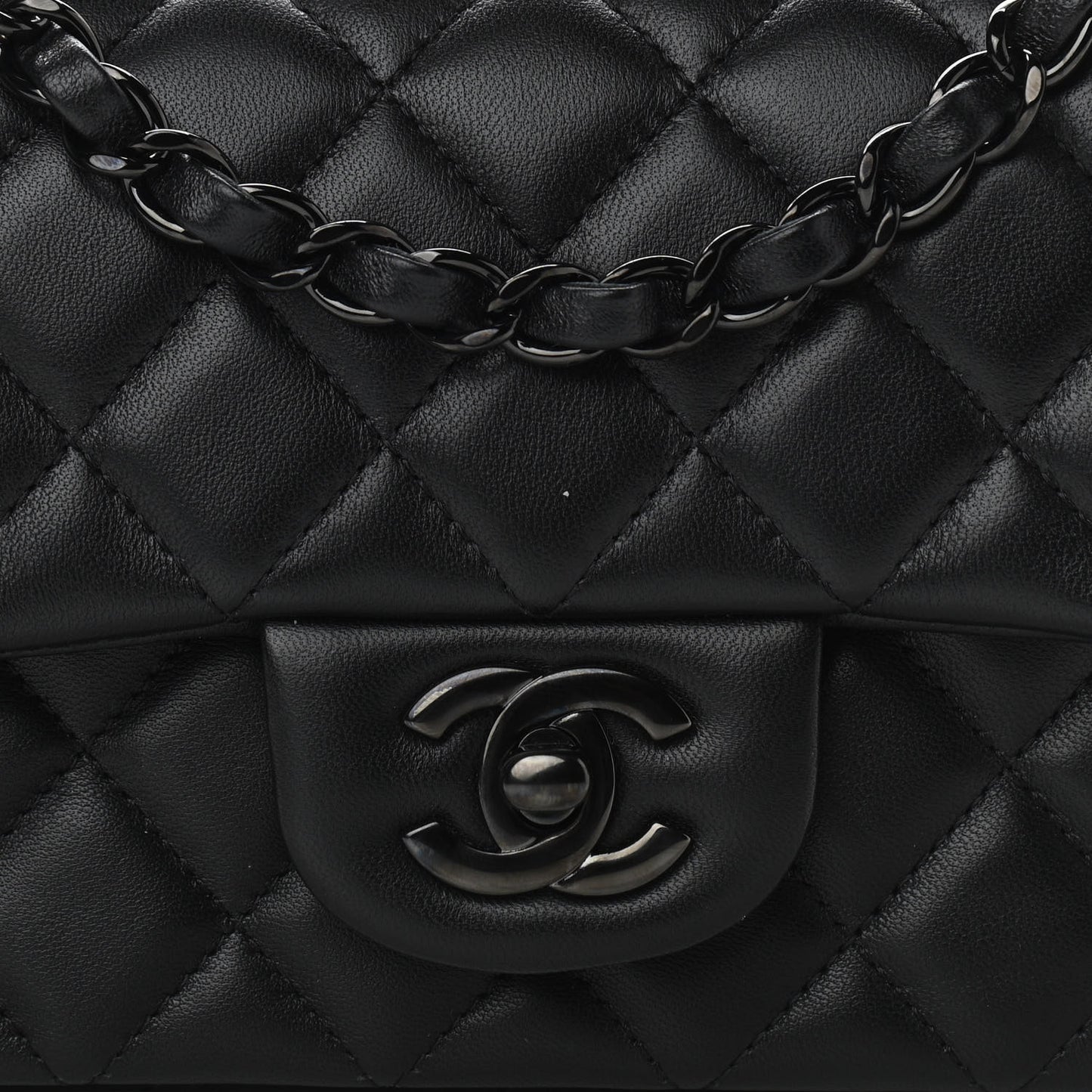 Lambskin Quilted Mini Rectangular Flap So Black