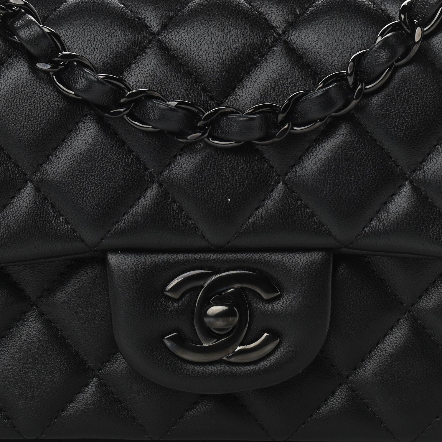 Chanel Lambskin Quilted Mini Rectangular Flap So Black 7 of 10