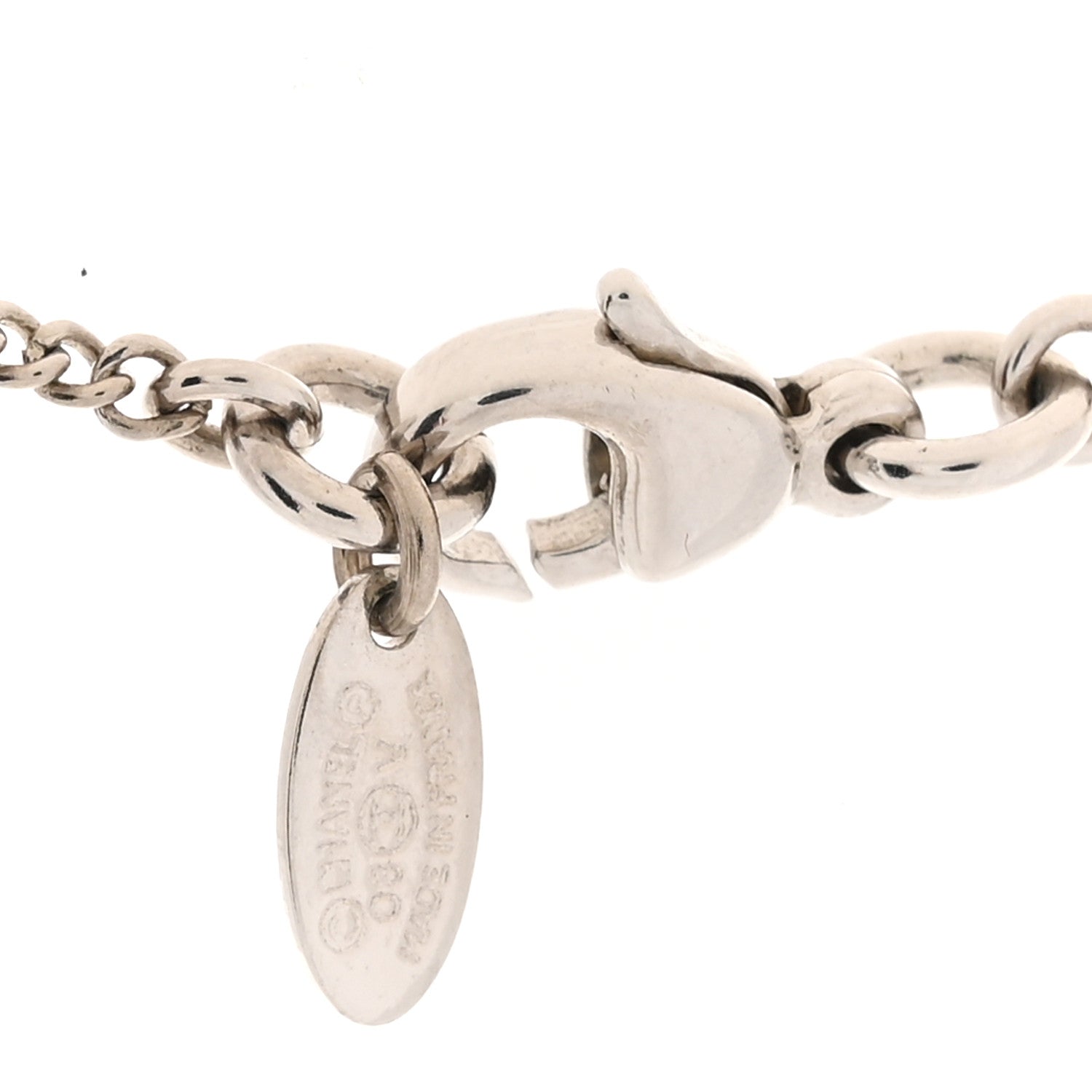 Chanel Crystal CC Necklace Silver 4 of 4