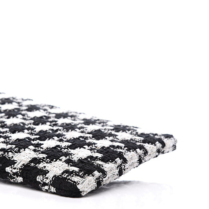 Chanel Tweed Quilted Medium Cosmetic Pouch Black Ecru White 8 of 10