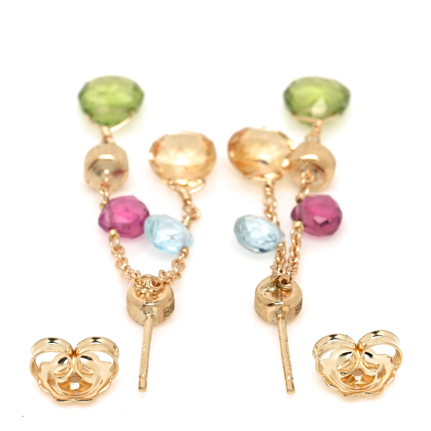Marco Bicego 18K Yellow Gold Multi Gemstone Paradise Two-Strand Drop Earrings 3 of 4