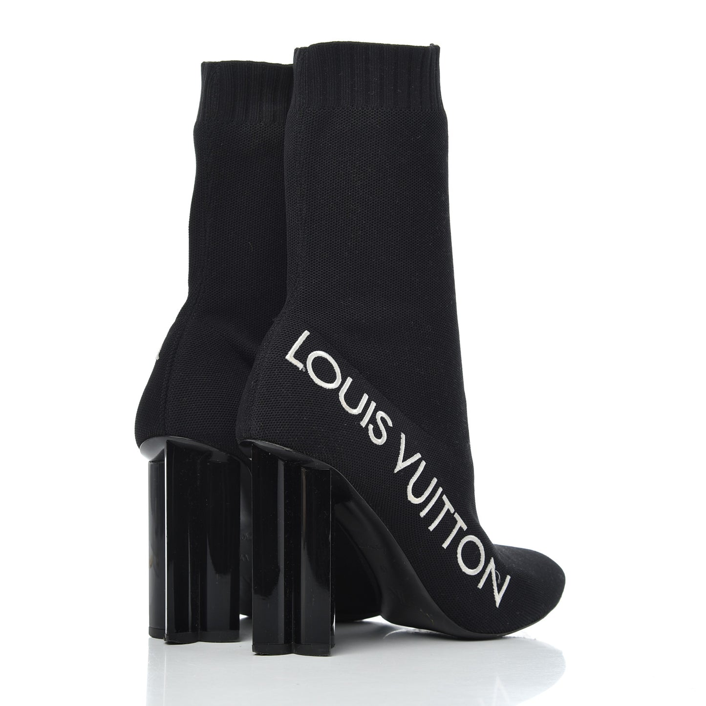 Stretch Fabric Silhouette Ankle Boots 41 Black